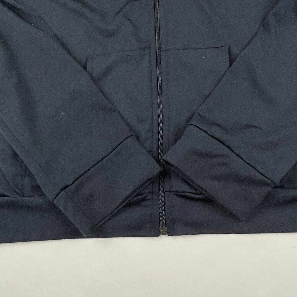 Nike Athletic Hooded Active Jacket Women’s L(12/14) Poly Stretch Run Sports Blue - Picture 10 of 11